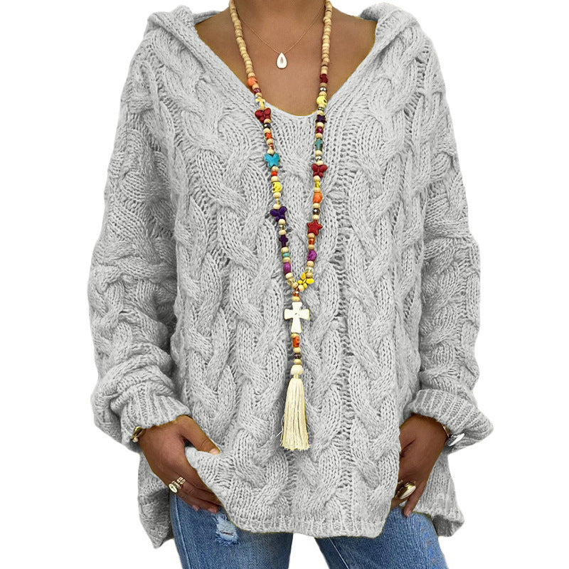 Helene | Damen Winter Zopfmuster-Kapuzenpullover - Elle Zürich