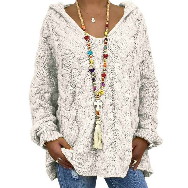 Helene | Damen Winter Zopfmuster-Kapuzenpullover - Elle Zürich