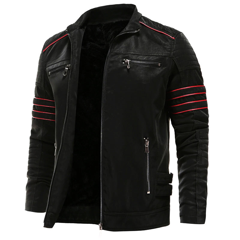Rainer | Herren Winter-Leder-Bikerjacke mit warmem Futter - Elle Zürich