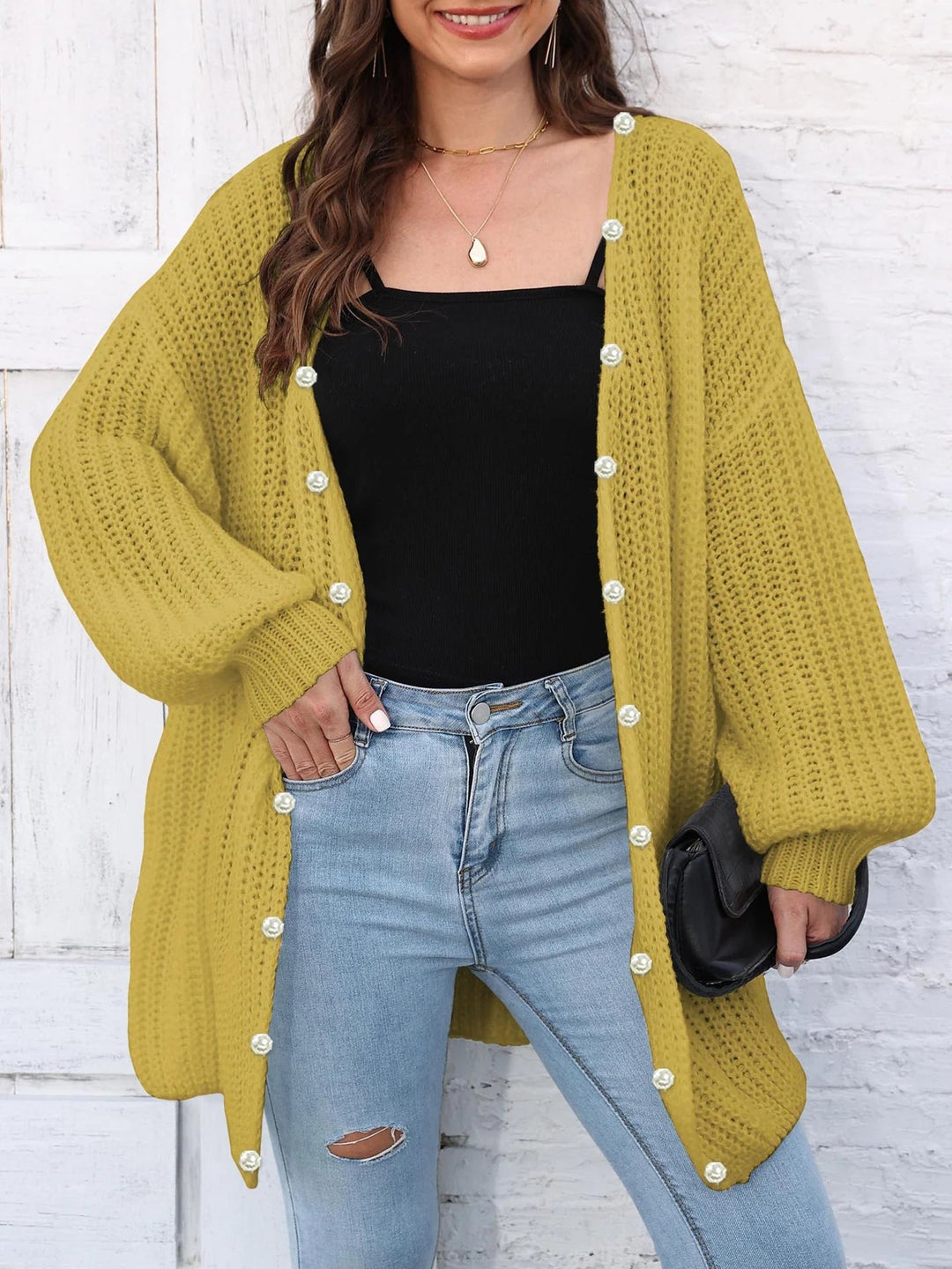 Lilian | Eleganter Damen-Cardigan mit Perlenknöpfen - Elle Zürich