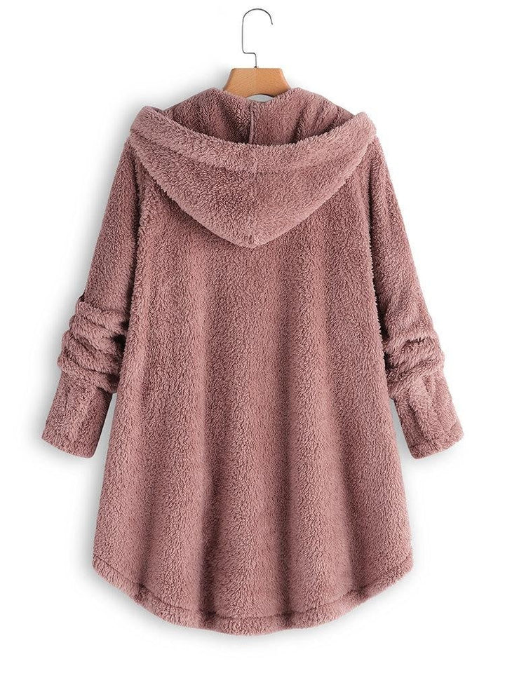 Lara | Damen Wintermantel aus Flausch mit Kapuze und Knöpfen - Elle Zürich
