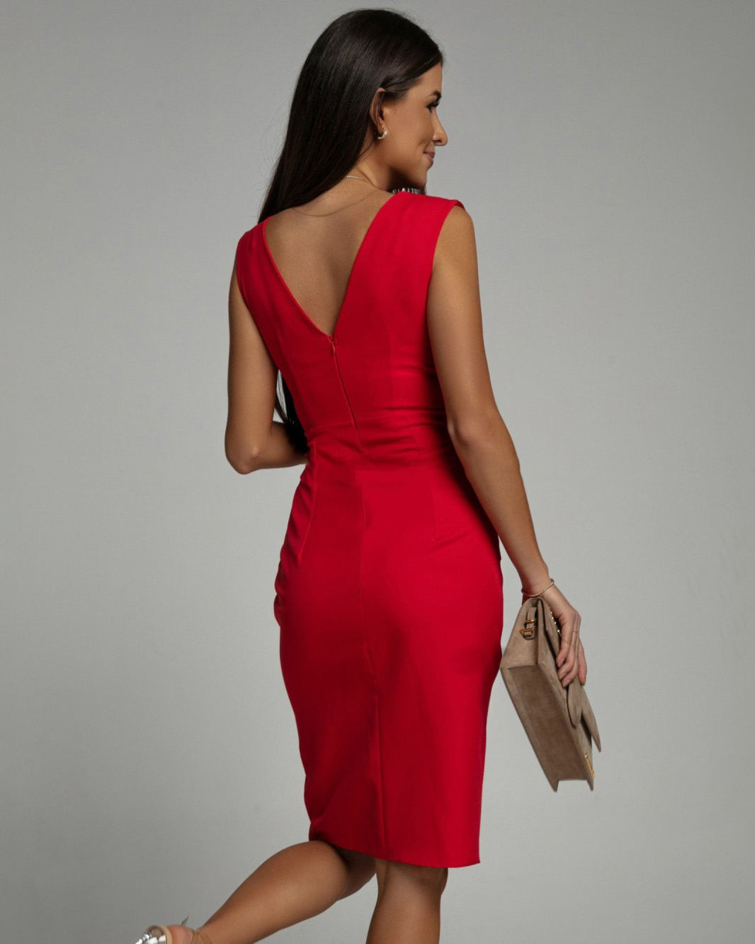 Yvonne | Elegantes Kleid mit V-Ausschnitt & Schlitz - Elle Zürich
