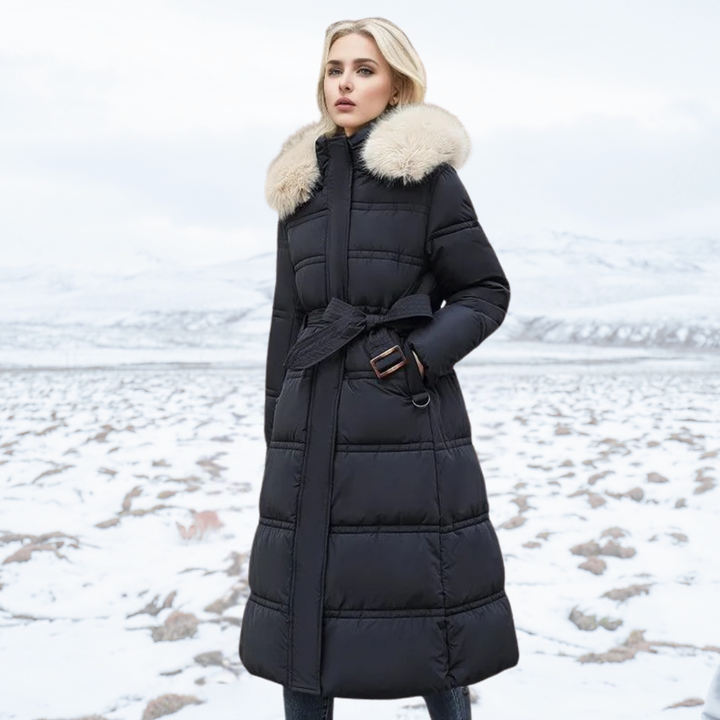 Eva | Damen Winter Steppmantel mit Fellkragen - Elle Zürich