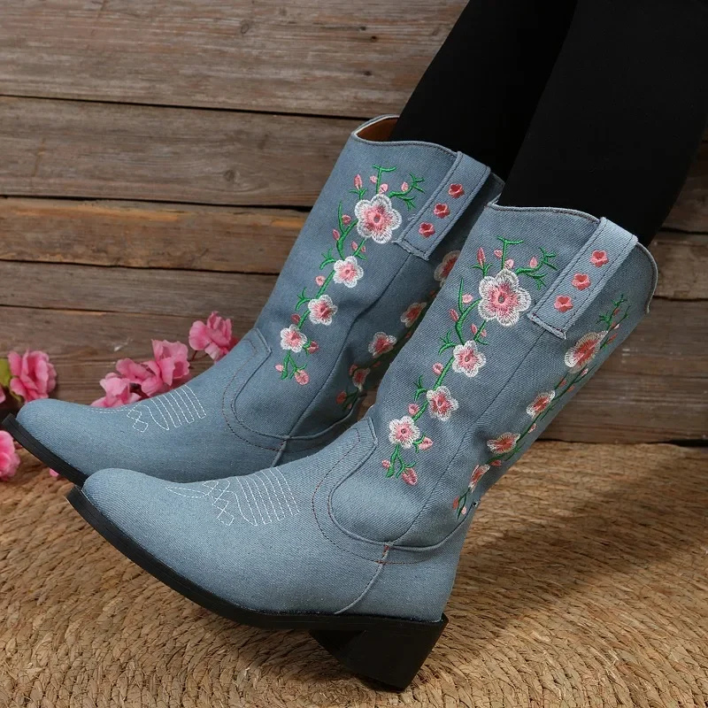 Angela | Damen Winter-Westernstiefel mit Stickerei - Elle Zürich