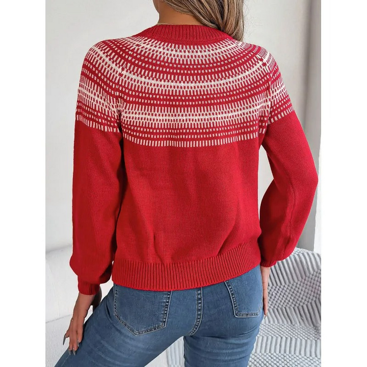 Anna | Damen Winterpullover mit gemustertem Ausschnitt - Elle Zürich