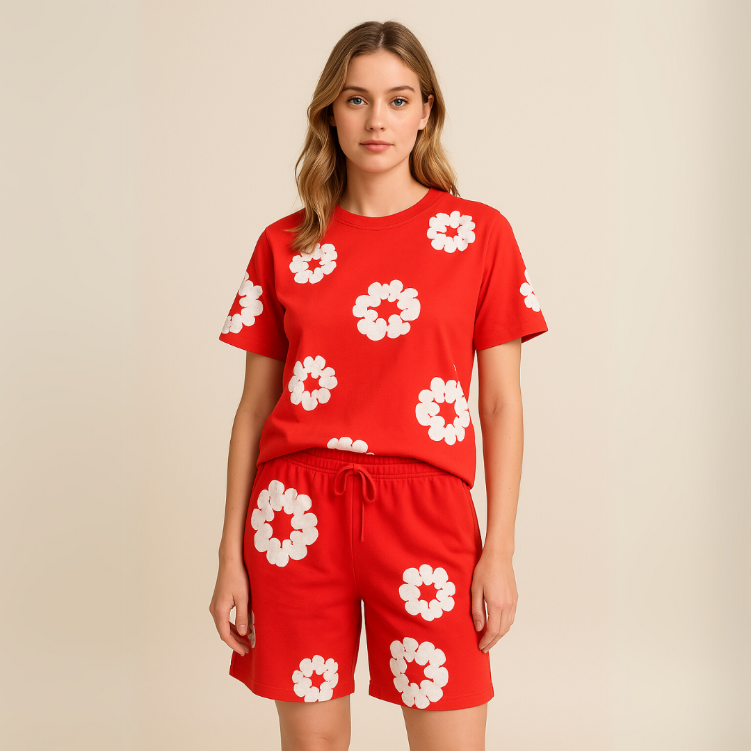 Sebastian | Unisex T-Shirt-und-Shorts-Set mit Blumenmuster - Elle Zürich