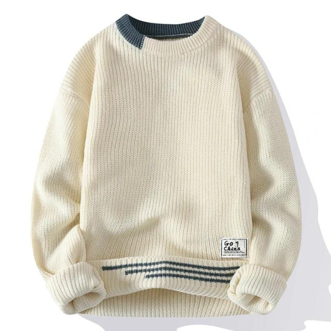 Christoph | Lässiger Herren-Strickpullover mit gestreiftem Saum - Elle Zürich