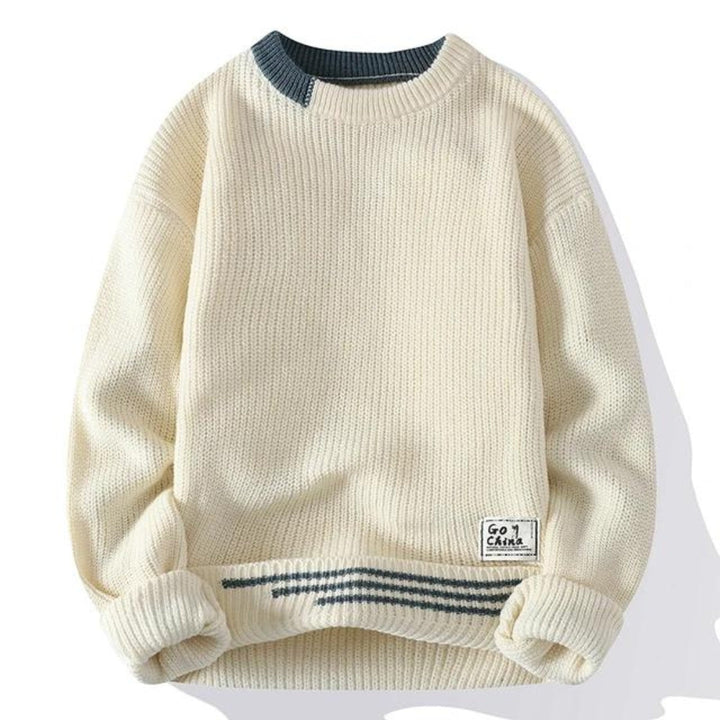 Christoph | Lässiger Herren-Strickpullover mit gestreiftem Saum - Elle Zürich