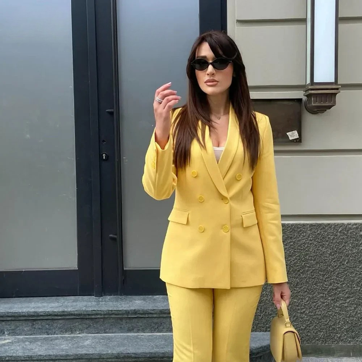 Lydia | Schickes Formelles Anzugset mit Tailliertem Langen Blazer für Damen