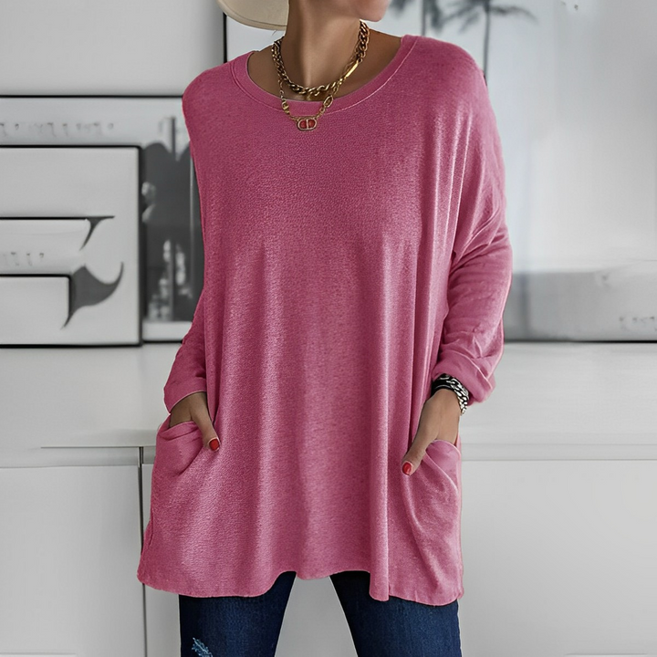 Kerstin | Stylischer Langer Pullover mit Taschen - Elle Zürich