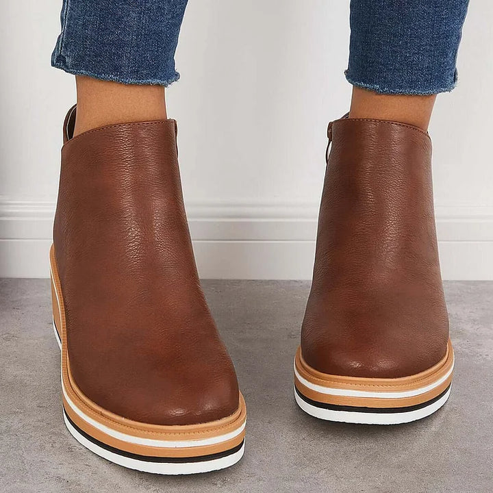 Anna | Damen Plateau Stiefeletten mit seitlichem Reißverschluss - Elle Zürich