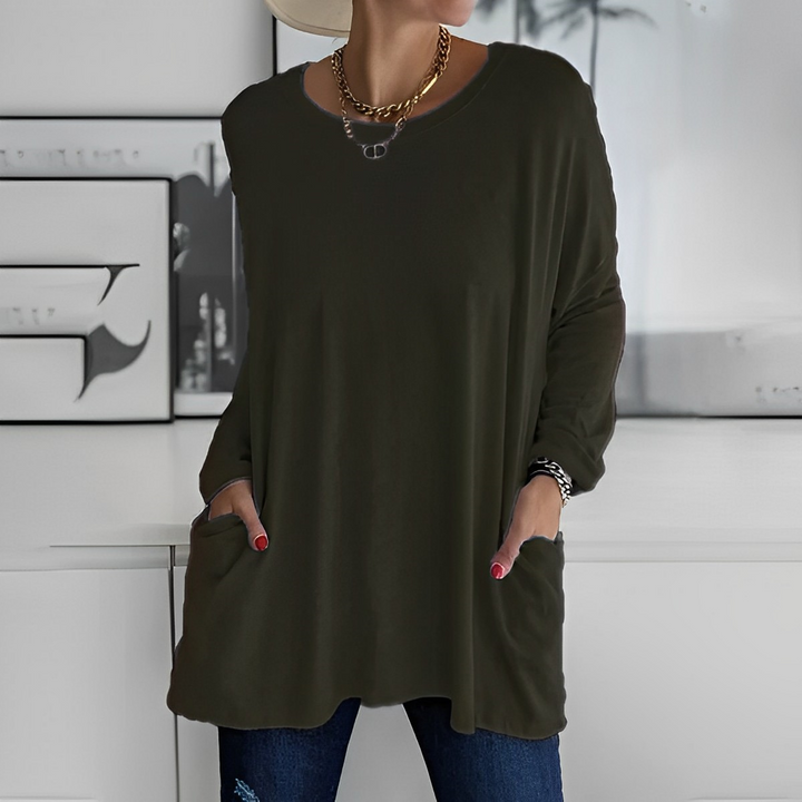 Kerstin | Stylischer Langer Pullover mit Taschen - Elle Zürich
