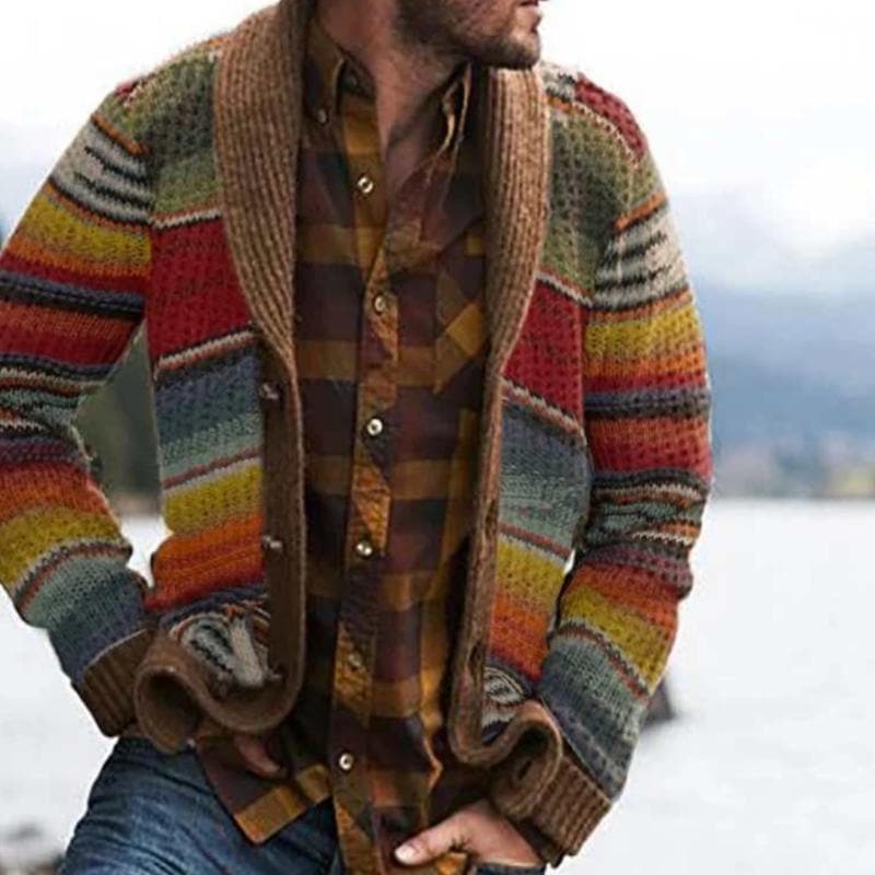 Heinrich | Herren Vintage Gestreifter Strickcardigan - Elle Zürich