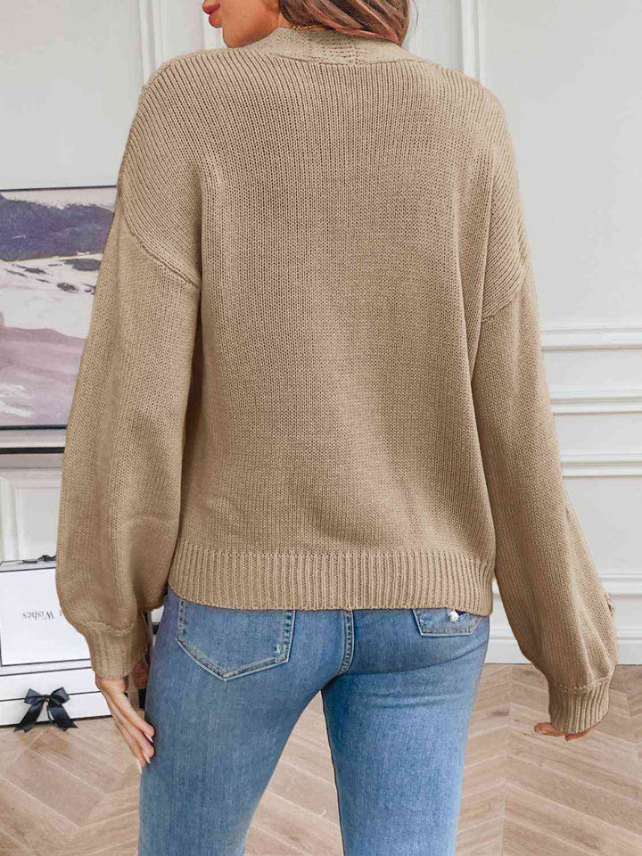 Michaela | Damen Winter-Cardigan mit Blumenstickerei - Elle Zürich