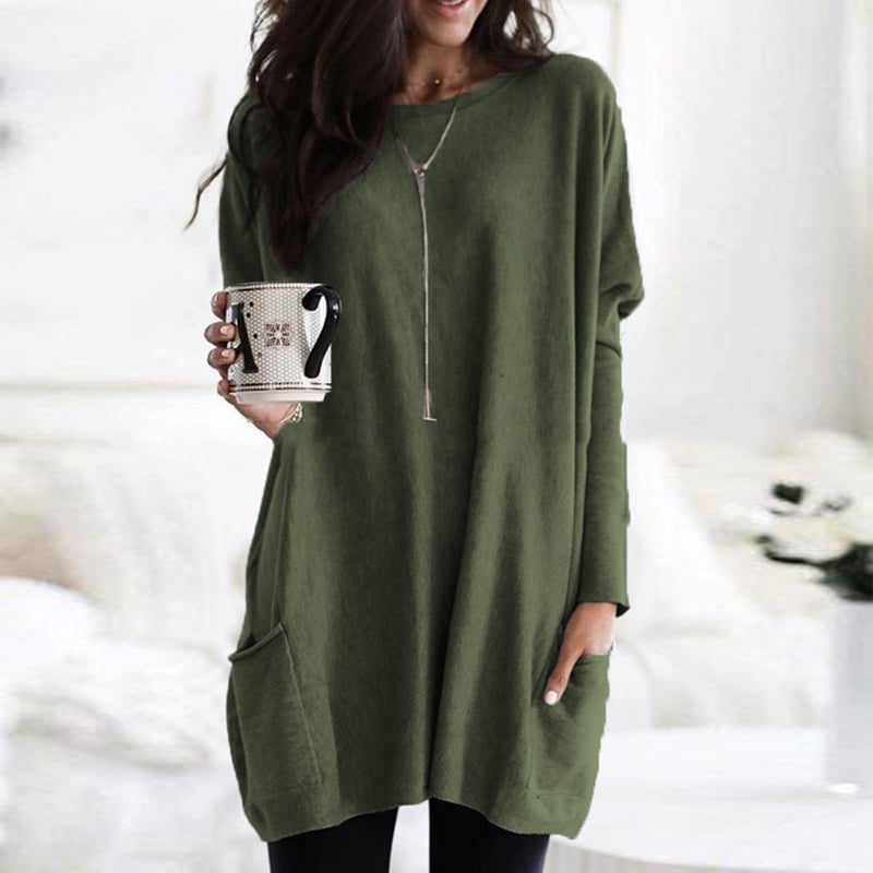 Stefanie | Bequemer Langer Pullover mit Taschen - Elle Zürich