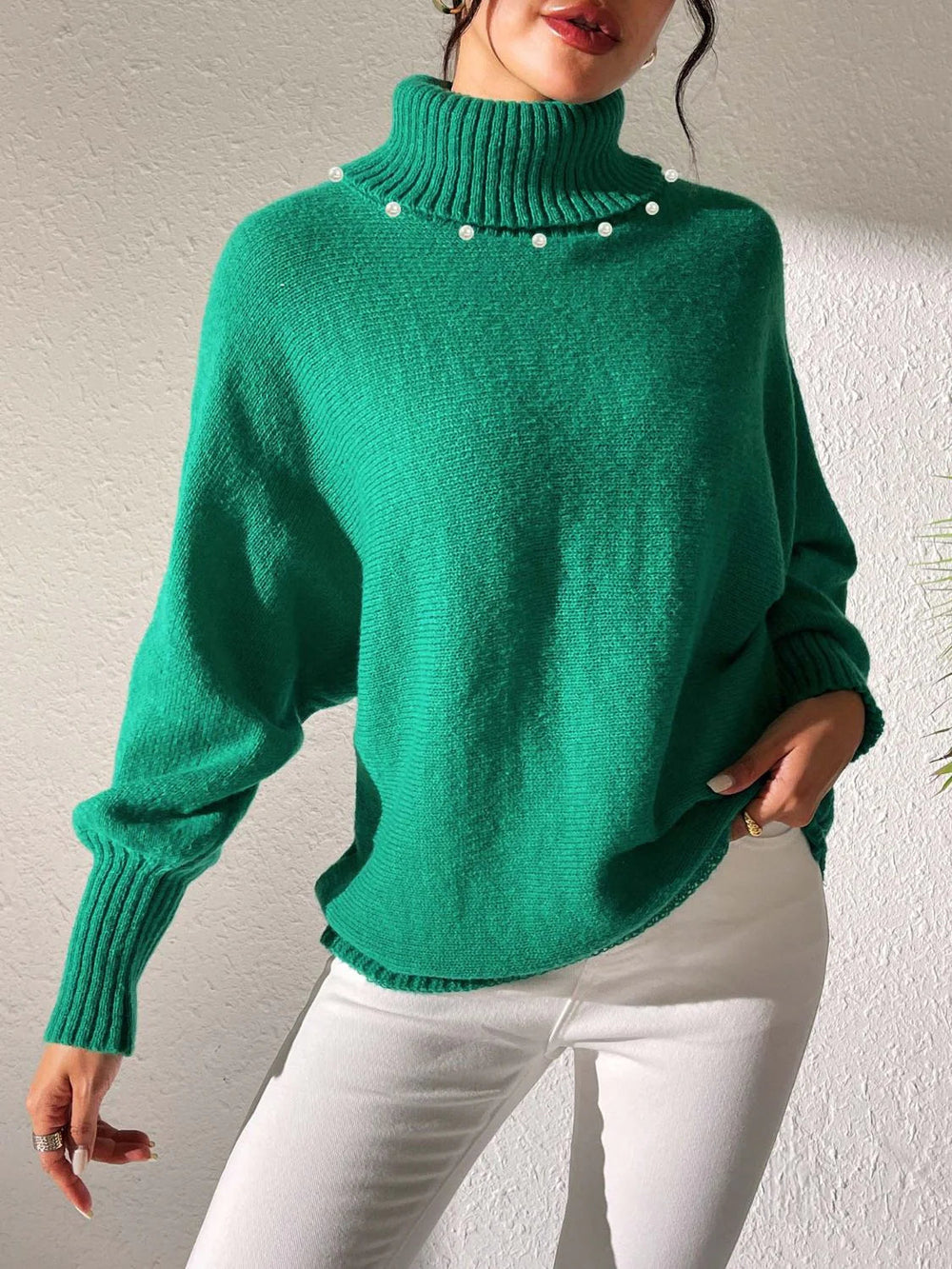 Maja | Damen Winterpullover mit Perlendetails - Elle Zürich