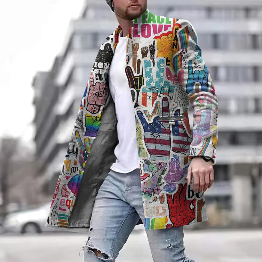 Martin | Langer Grafikmantel für Herren - Elle Zürich