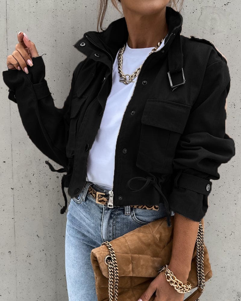 Katharina | Damen Kurze Utility Jacke mit Reißverschluss - Elle Zürich