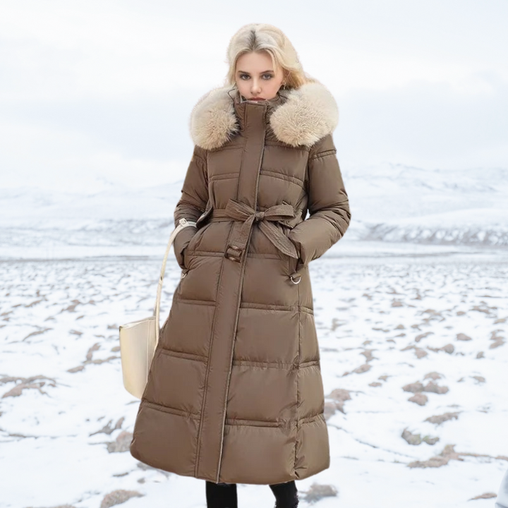 Eva | Damen Winter Steppmantel mit Fellkragen - Elle Zürich