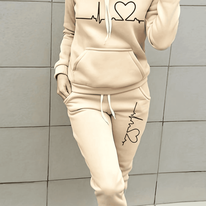 Petra | Damen Lässiges Hoodie Set mit Love Print - Elle Zürich