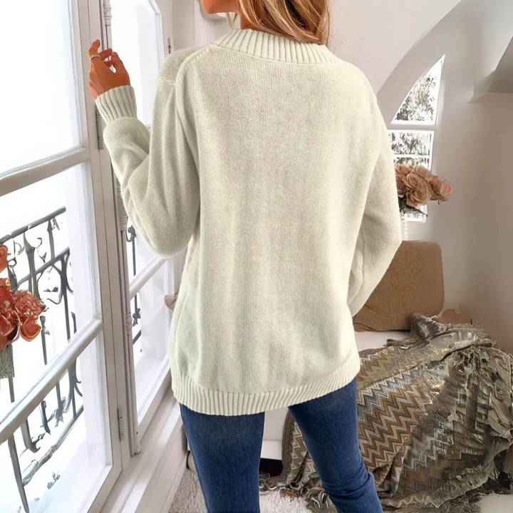 Annika | Damen Winter-Strickpullover mit Flaggenprint - Elle Zürich