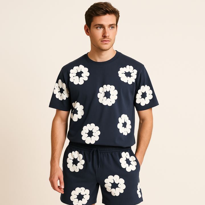 Sebastian | Unisex T-Shirt-und-Shorts-Set mit Blumenmuster - Elle Zürich