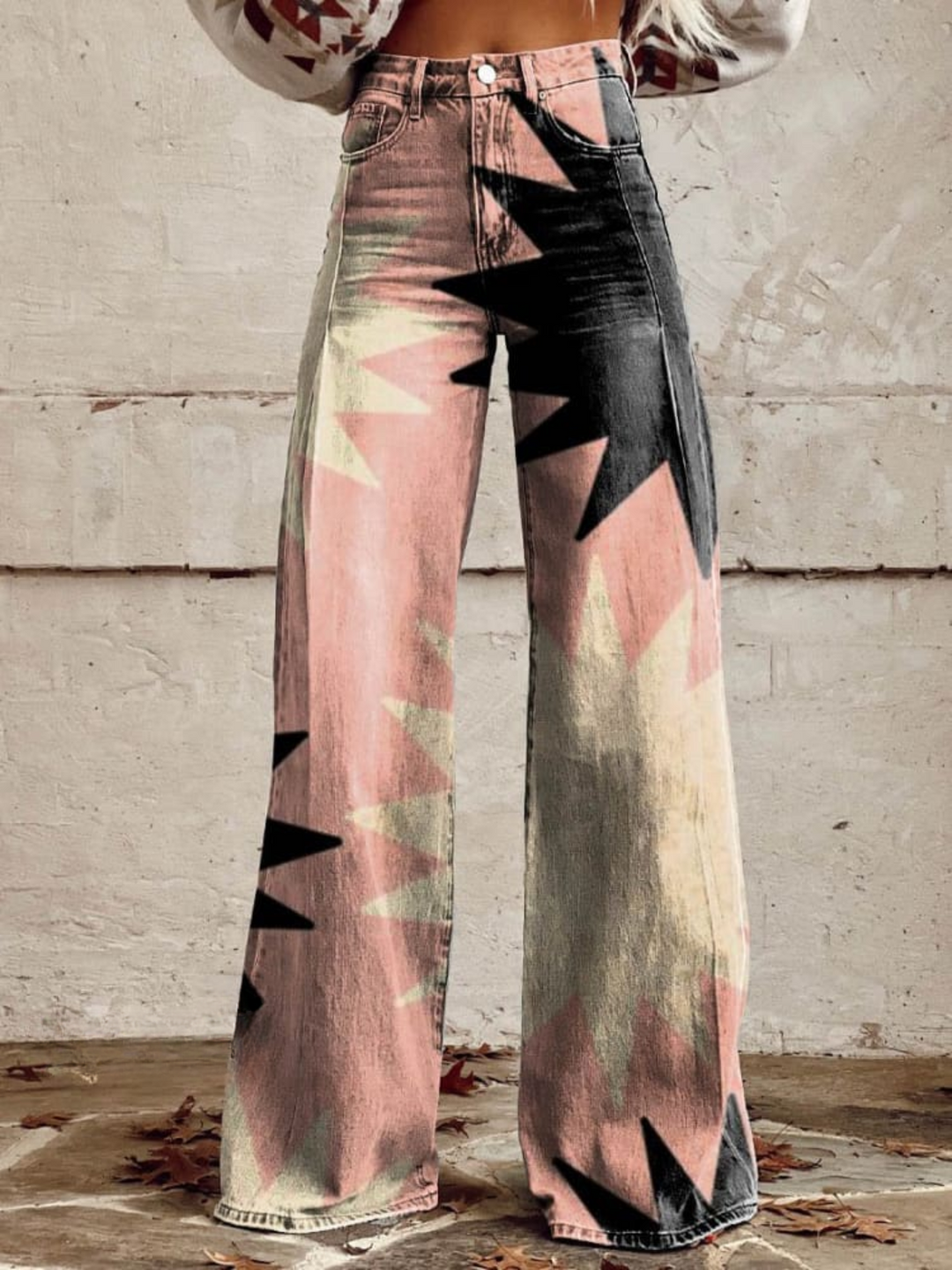 Alina | Weite Jeans mit Abstraktem Sternenmuster - Elle Zürich