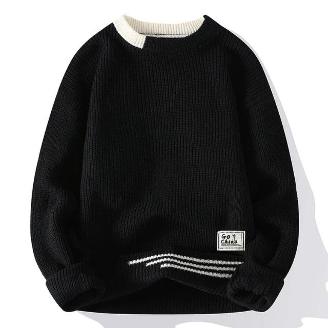 Christoph | Lässiger Herren-Strickpullover mit gestreiftem Saum - Elle Zürich