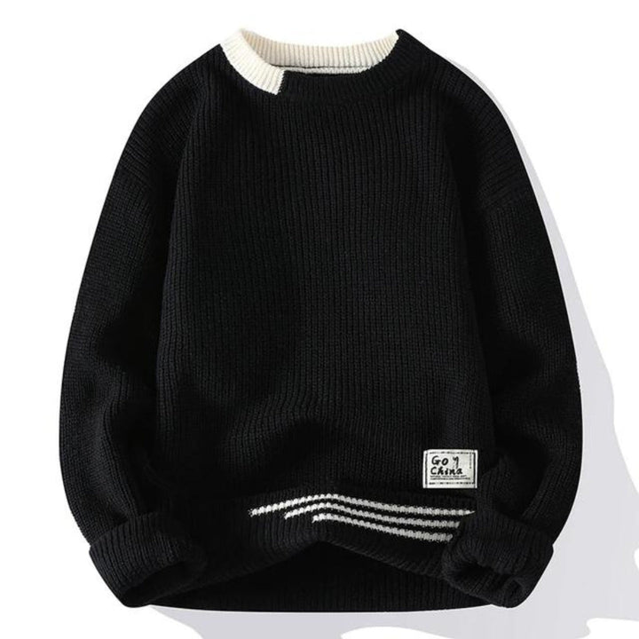Christoph | Lässiger Herren-Strickpullover mit gestreiftem Saum - Elle Zürich
