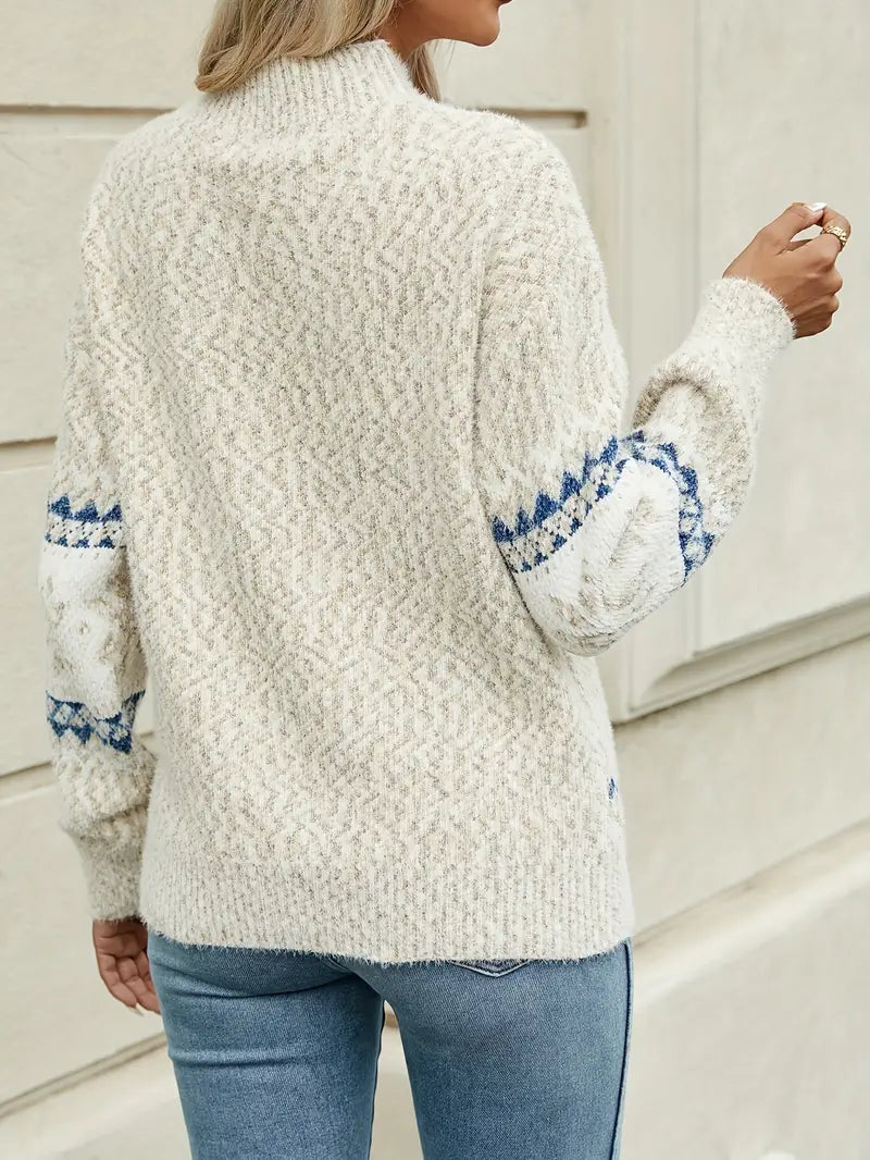 Angela | Damen Winter Schneeflocken Strickpullover - Elle Zürich