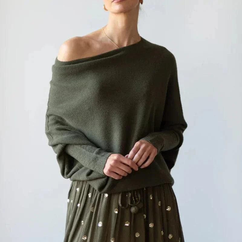 Angela | Damen Strickpullover mit Schulterfreiem Design und Lockerer Passform - Elle Zürich