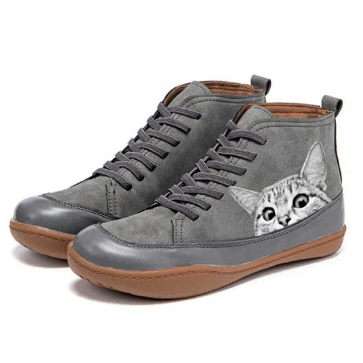 Monika | Damen High-Top Sneaker mit Katzenmotiv