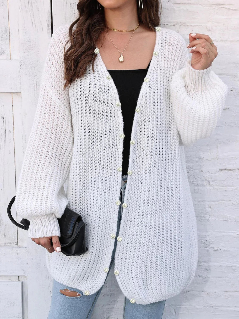 Lilian | Eleganter Damen-Cardigan mit Perlenknöpfen - Elle Zürich