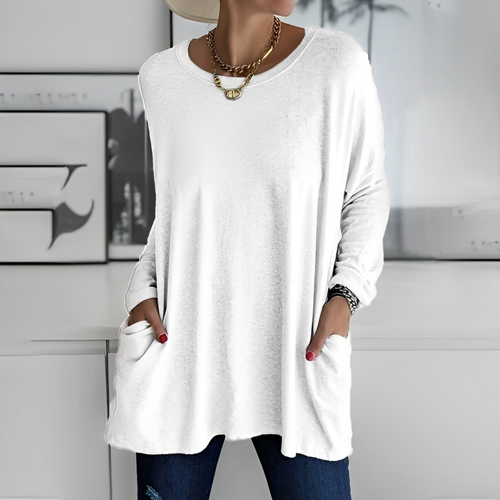 Kerstin | Stylischer Langer Pullover mit Taschen - Elle Zürich