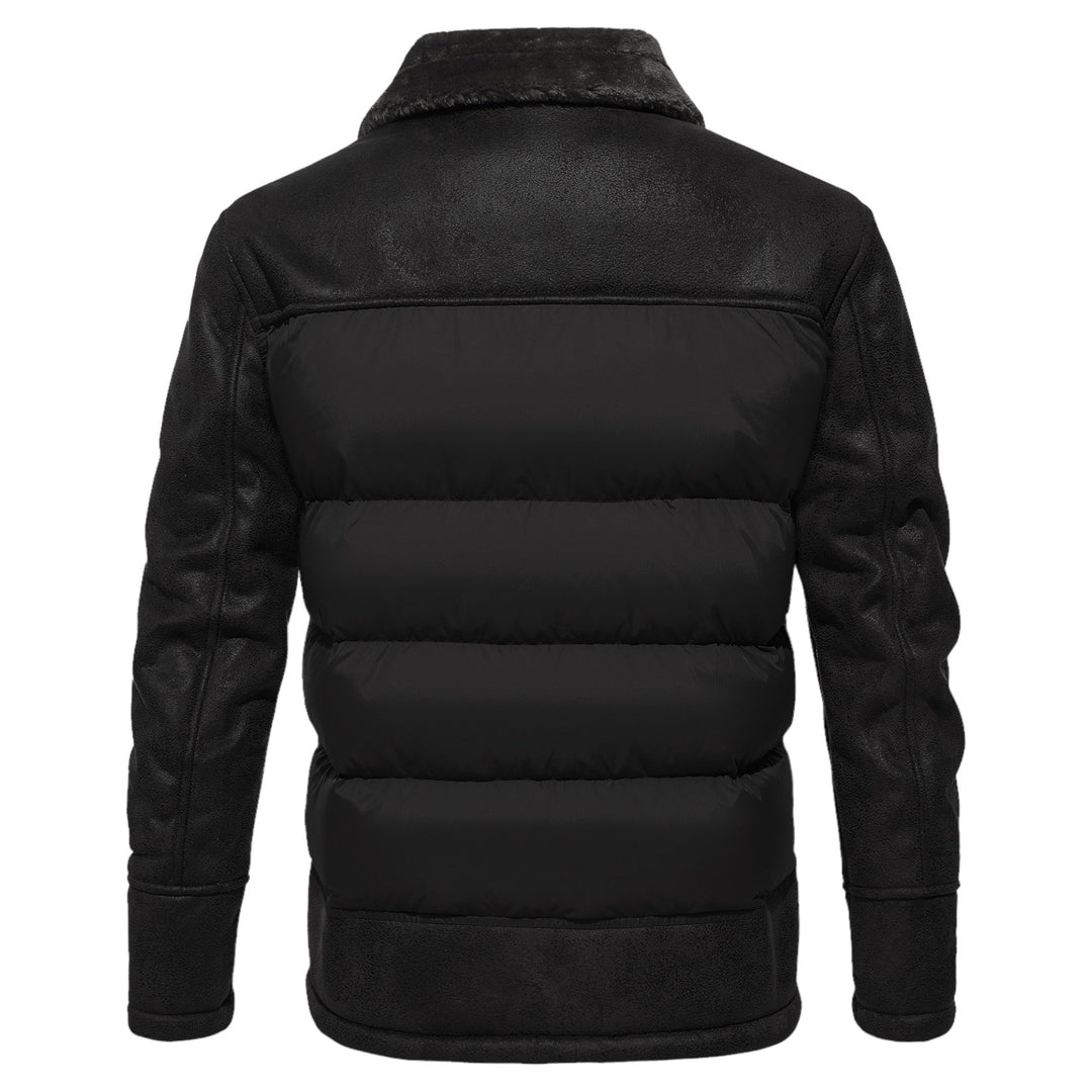 Heinrich | Herren Winter Puffer Lederjacke mit Fellkragen
