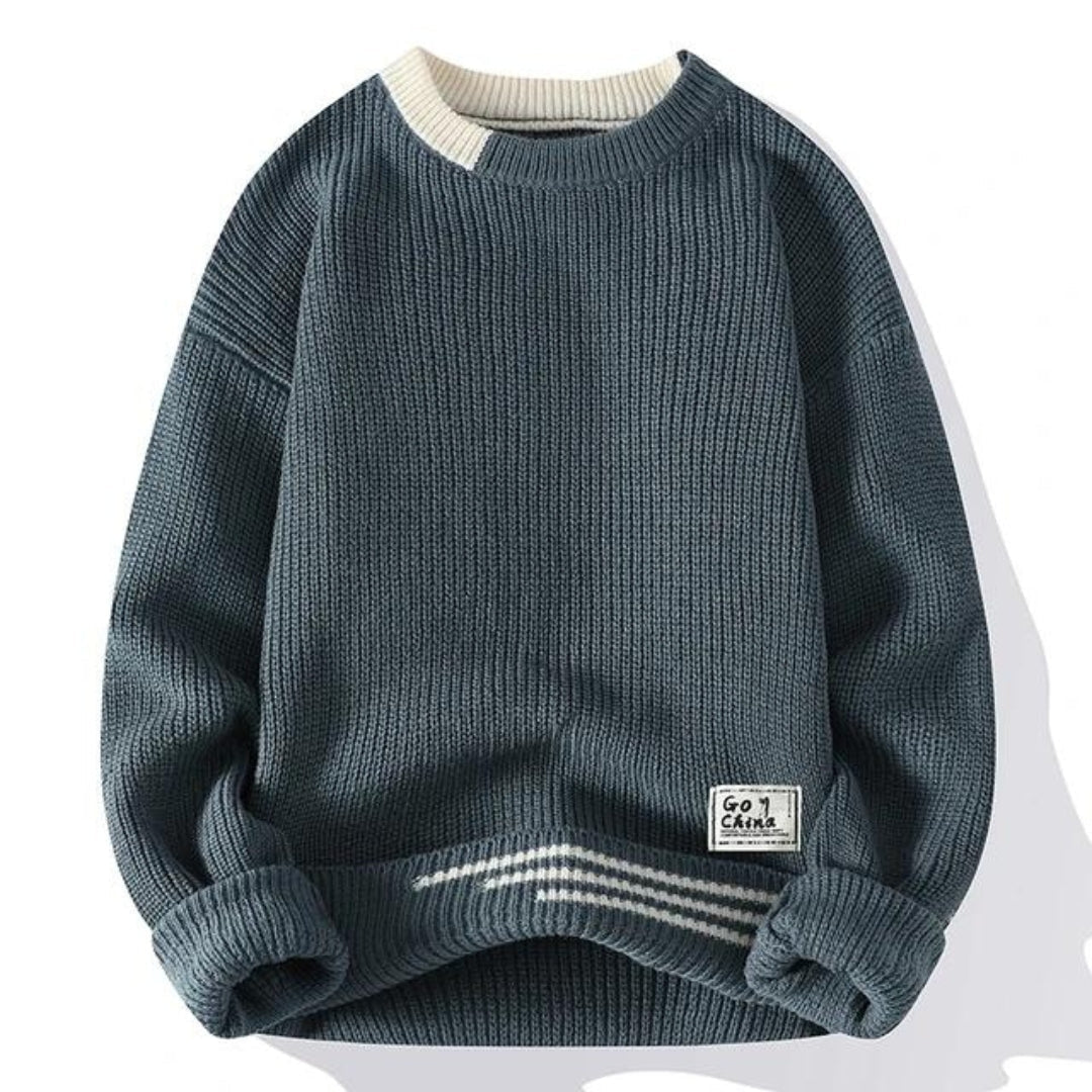 Christoph | Lässiger Herren-Strickpullover mit gestreiftem Saum - Elle Zürich
