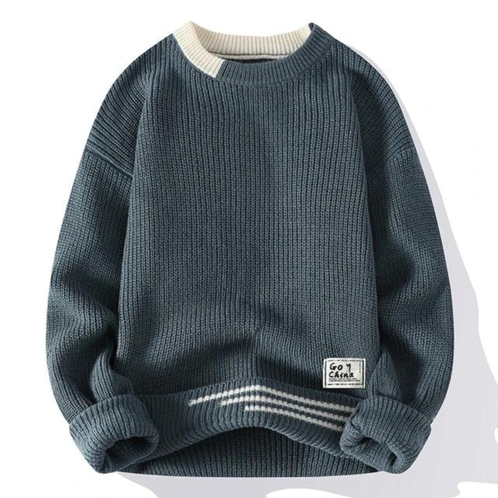 Christoph | Lässiger Herren-Strickpullover mit gestreiftem Saum - Elle Zürich