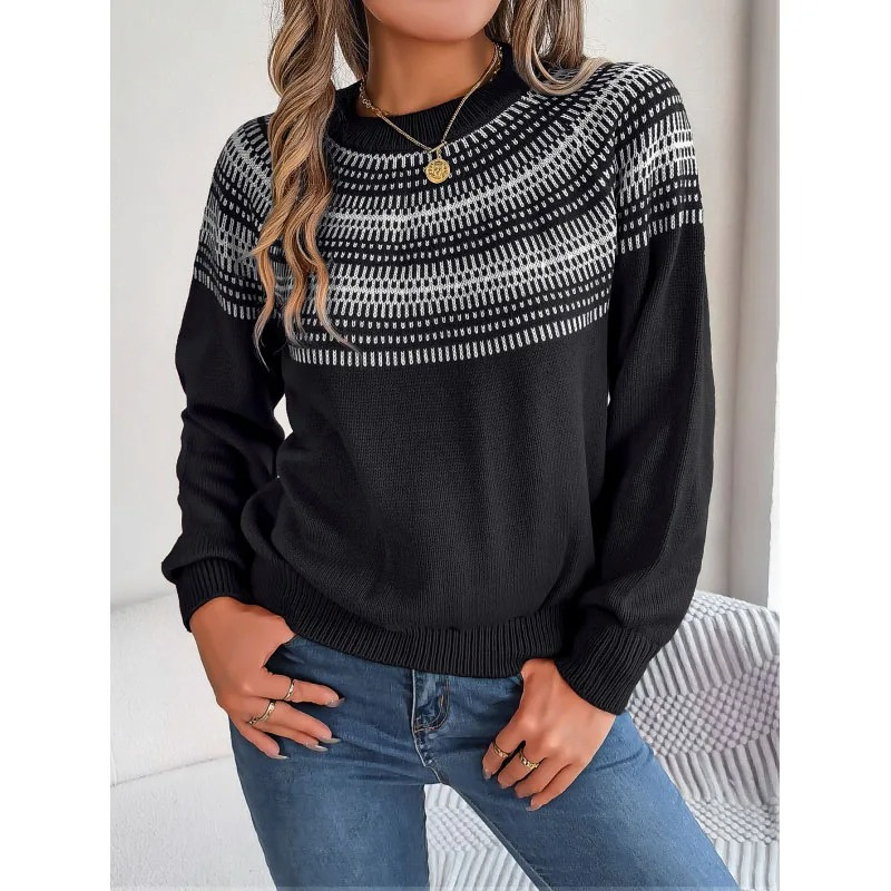 Anna | Damen Winterpullover mit gemustertem Ausschnitt - Elle Zürich