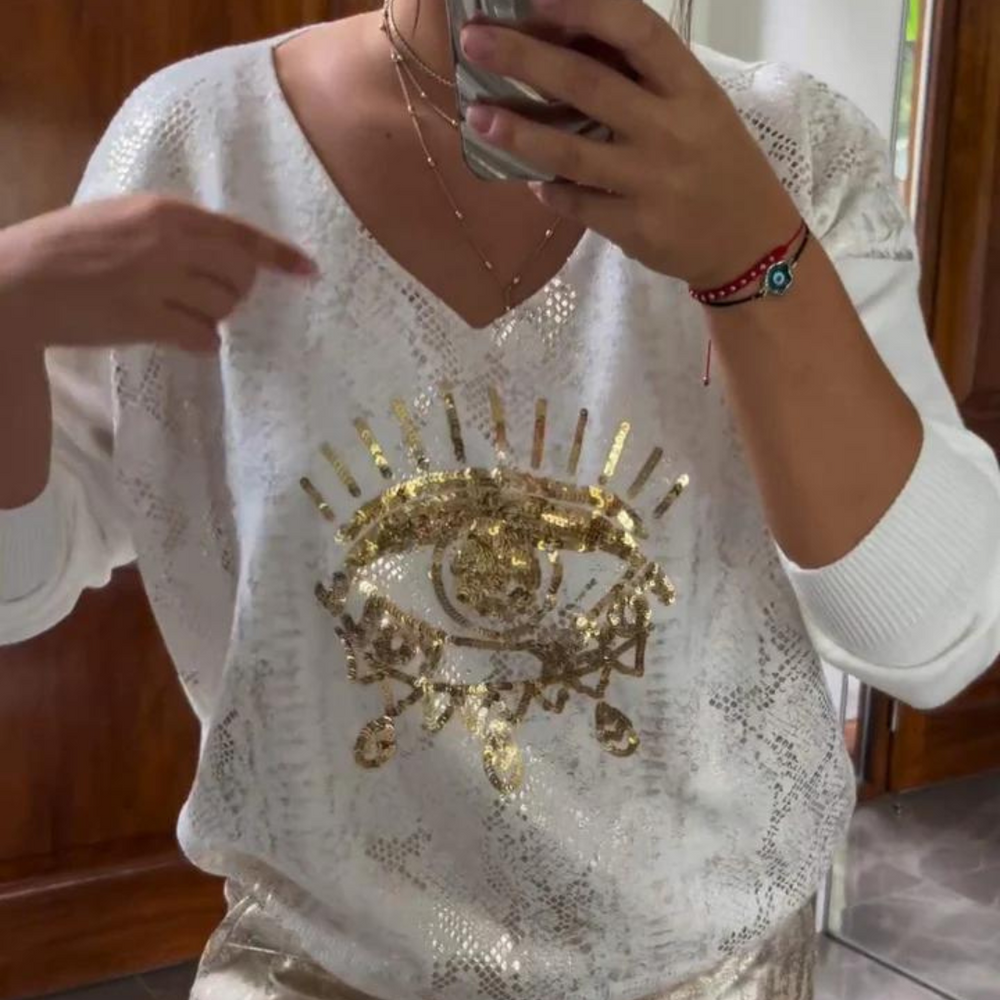 Anja | Damen Trendy Top und Hose mit Augenprint - Elle Zürich