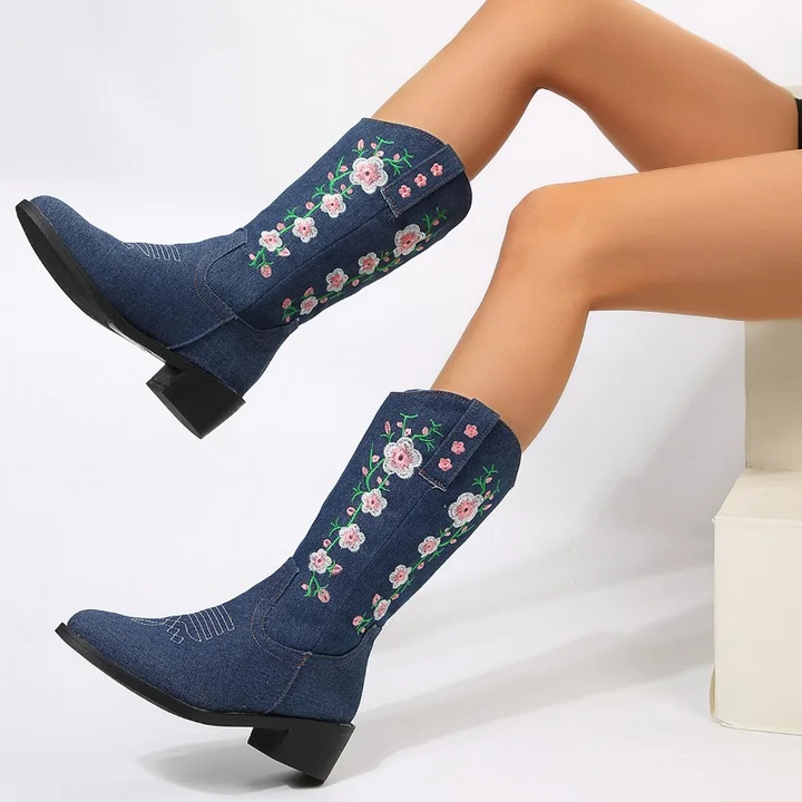 Angela | Damen Winter-Westernstiefel mit Stickerei - Elle Zürich