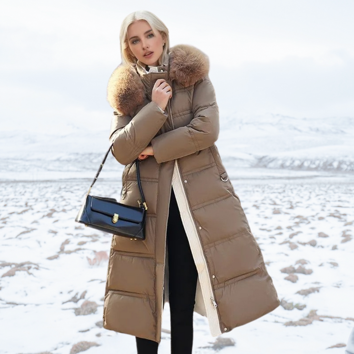 Eva | Damen Winter Steppmantel mit Fellkragen - Elle Zürich