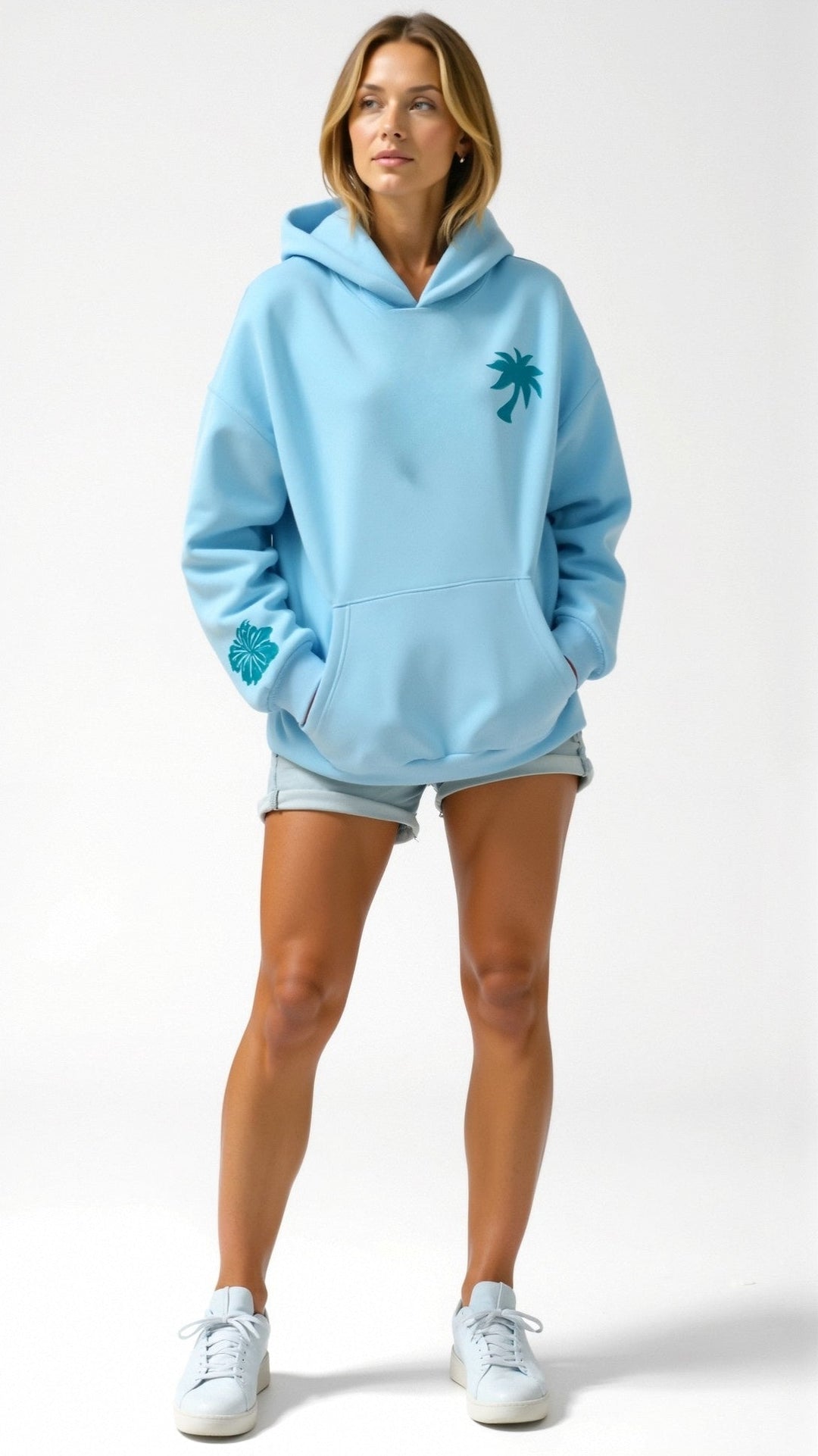 Annika | Damen Kapuzenpullover mit Tropenmuster und Kängurutasche - Elle Zürich