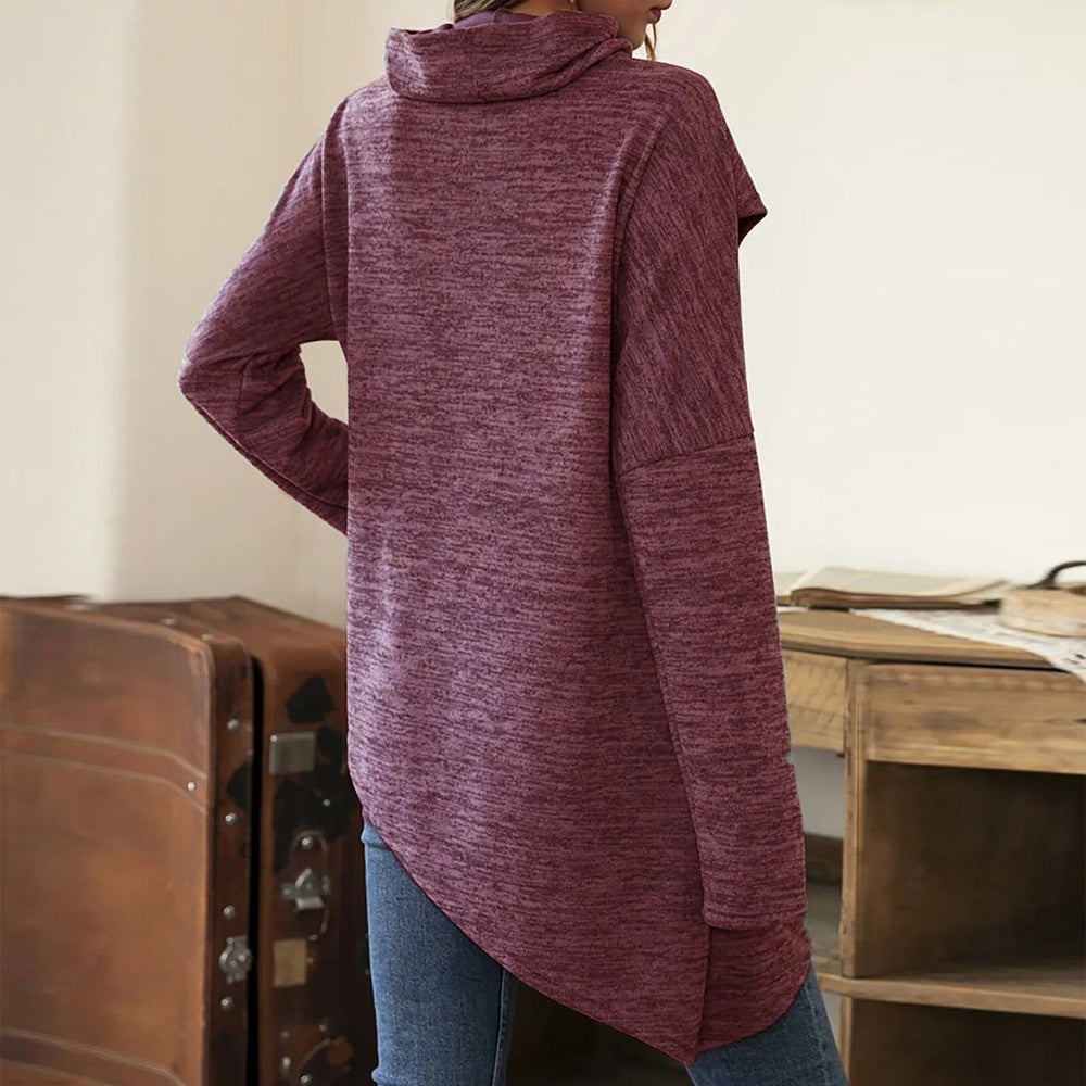Anna | Damen Asymmetrische Pullover Tunika mit Knöpfen - Elle Zürich