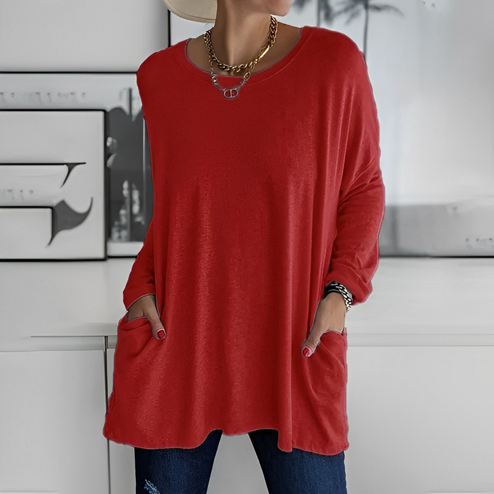 Kerstin | Stylischer Langer Pullover mit Taschen - Elle Zürich
