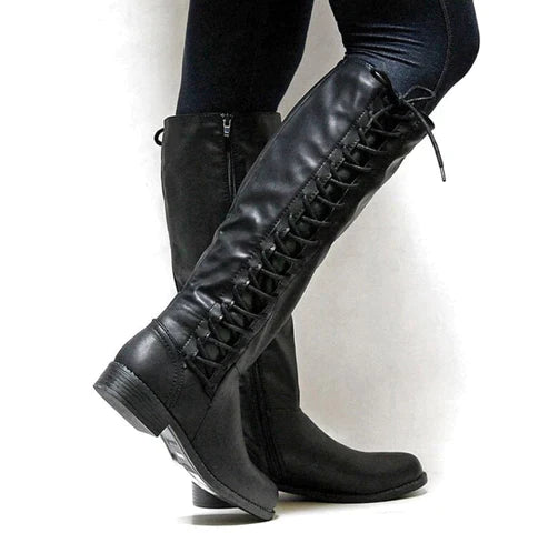 Leonie | Combat Stil Knielange Stiefel Damen