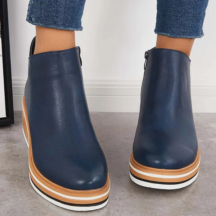 Anna | Damen Plateau Stiefeletten mit seitlichem Reißverschluss - Elle Zürich