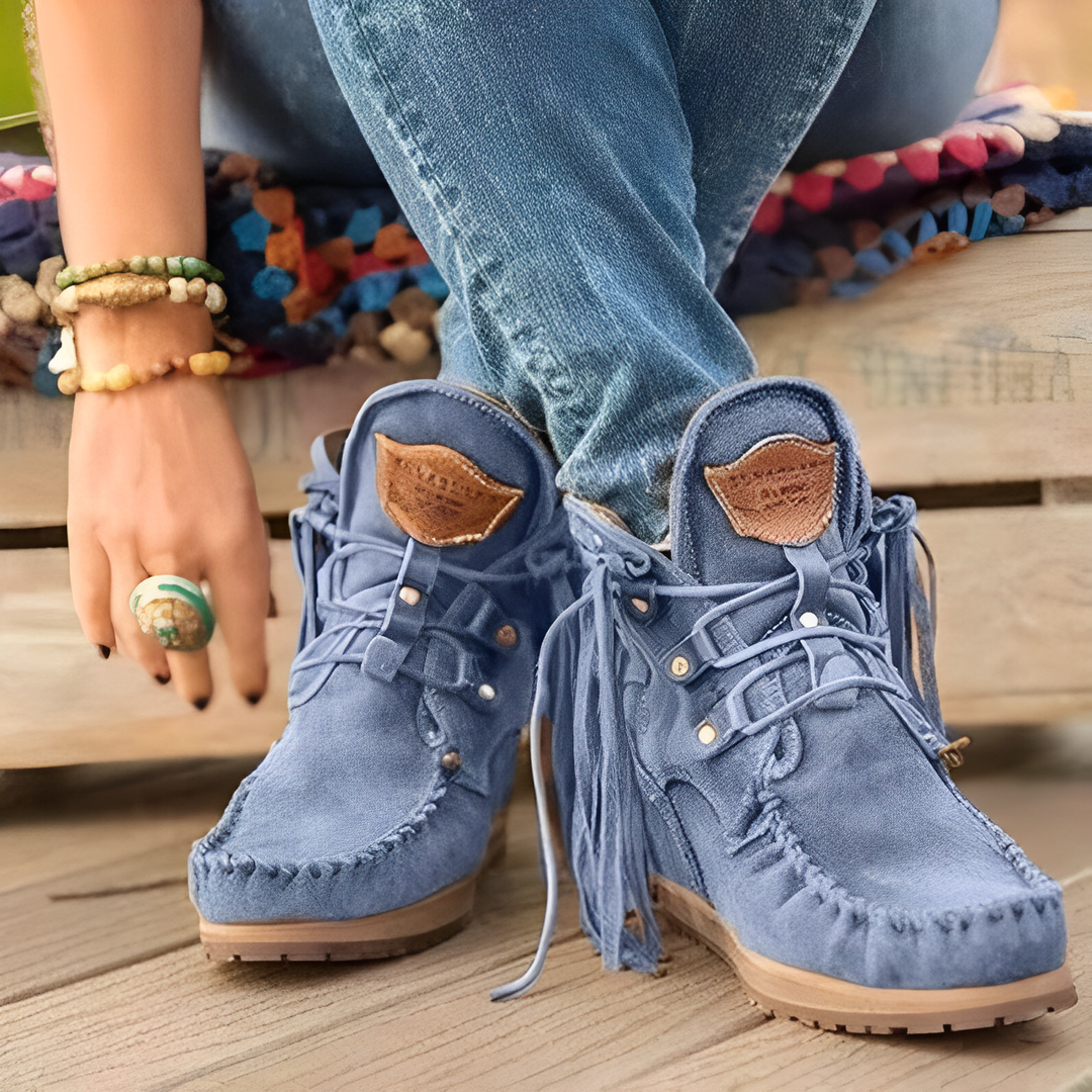 Nadine | Damen Winter Schnürstiefel mit Fransenbesatz - Elle Zürich
