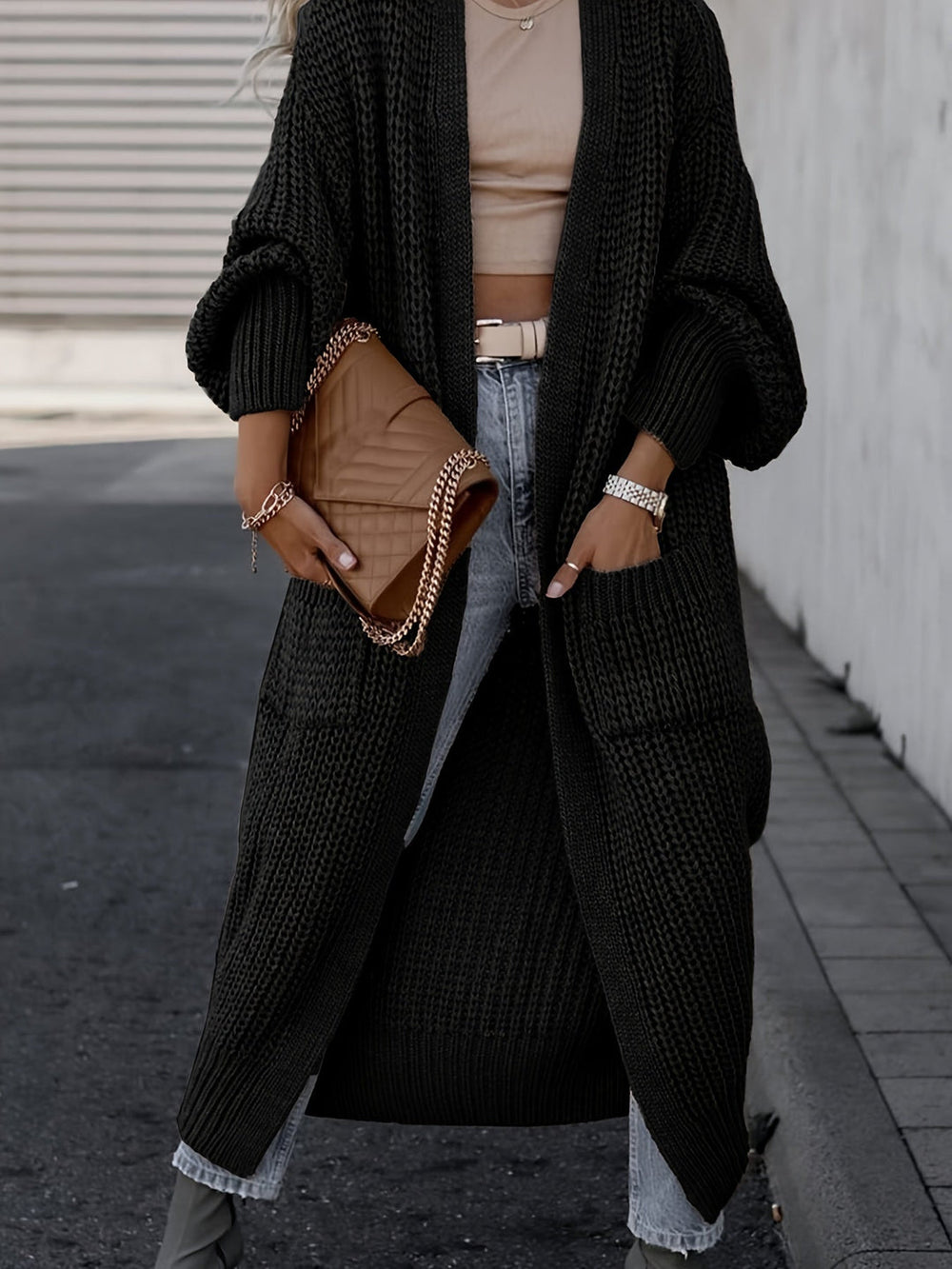 Lena | Damen Winter-Strickcardigan in Langform - Elle Zürich