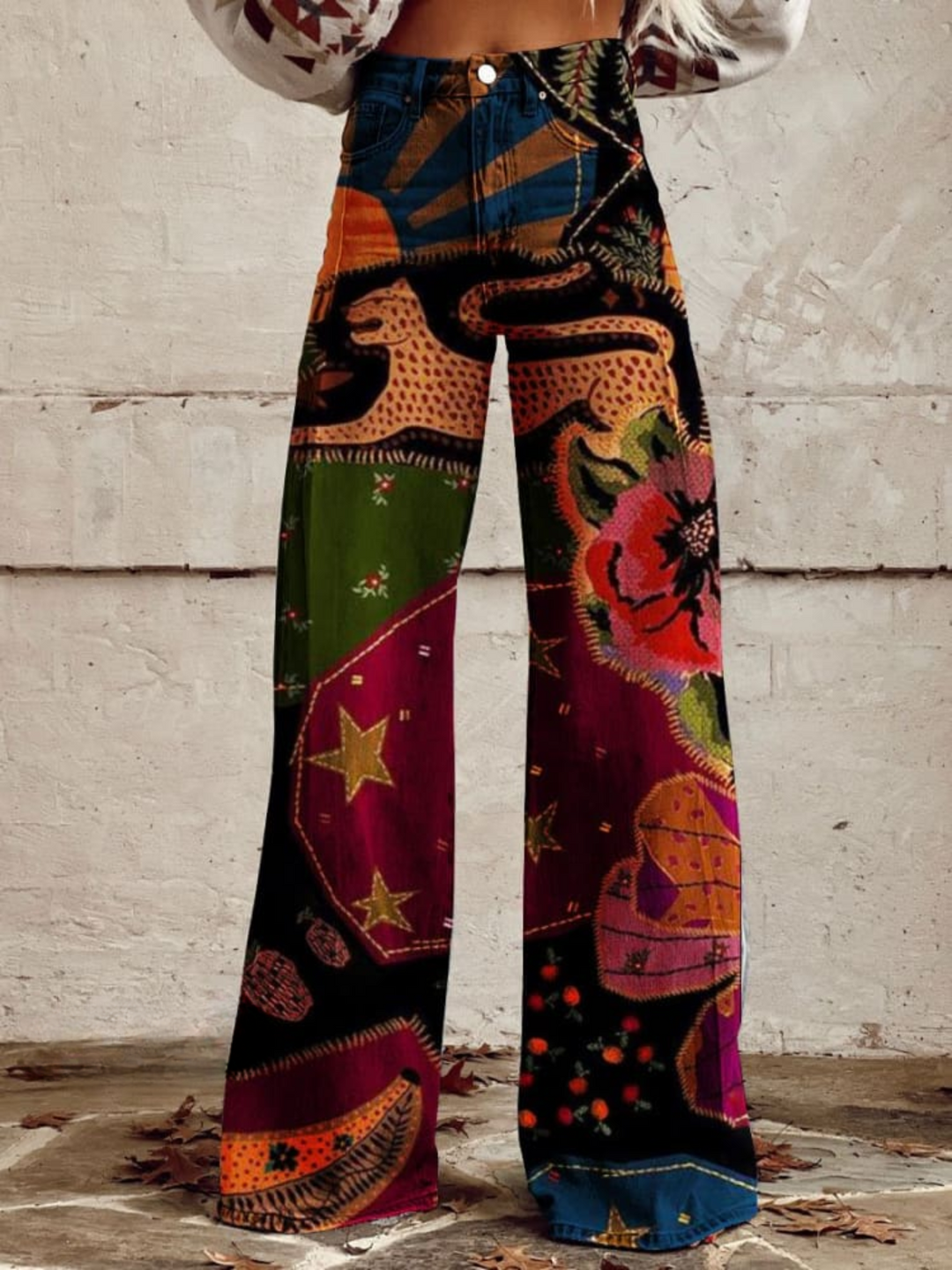 Renate | Boho-Jeans mit Patchwork-Print - Elle Zürich