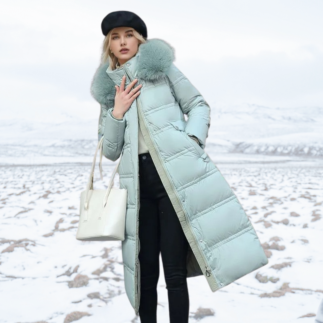 Eva | Damen Winter Steppmantel mit Fellkragen - Elle Zürich